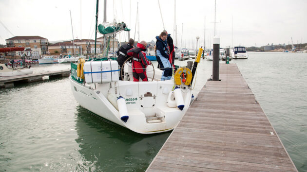 Marina berthing on a yacht
