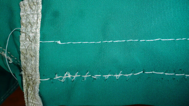 Stitching on a piece of canvas