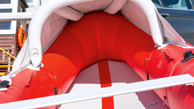 An inflatable canopy on a boat