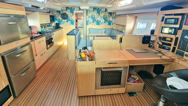 A main saloon on a new boat
