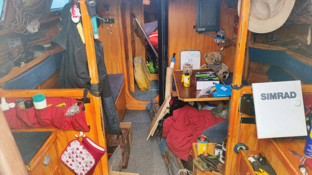 Inside the saloon on a small boat
