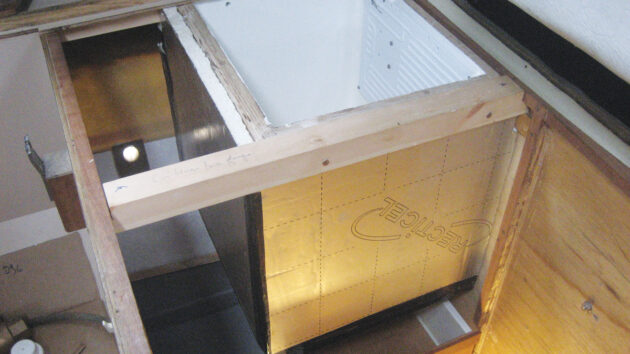 A fridge being built on a boat