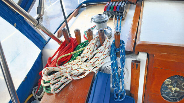 Ropes coiled up on a boat
