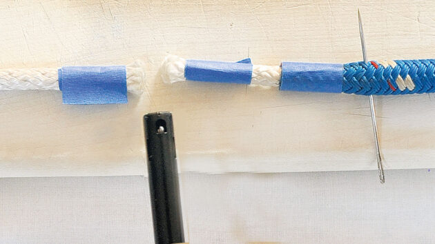 A man making a continious rope splice