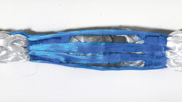 A finished core splice while doing a rope splice