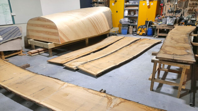 A boat under construction at BlueTree boatbuliders