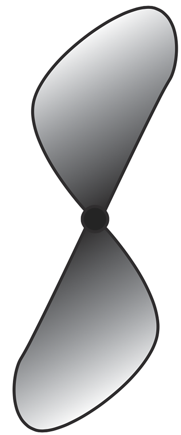A diagram showing a right-handed prop