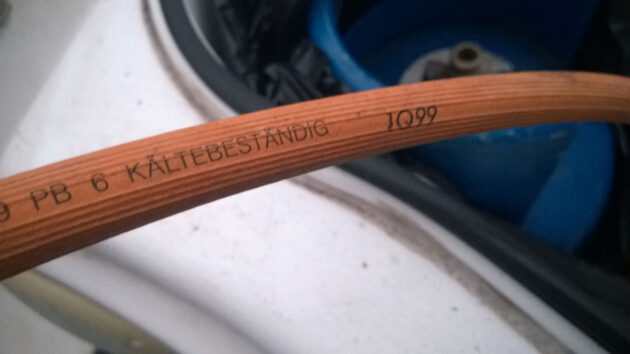 A marine gas orange hose