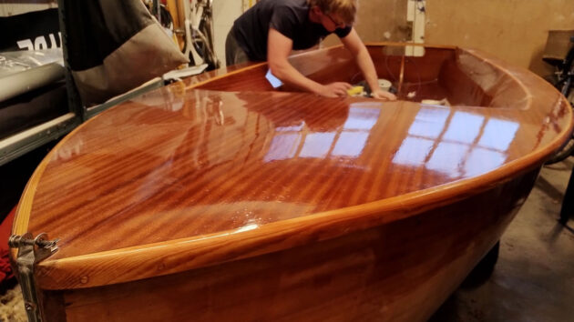 A person working on a boat