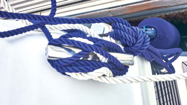 Rope tied around cleats