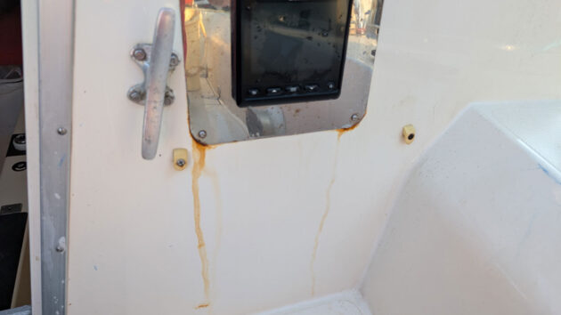 rust stains on a boat