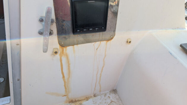 Rust stains on a boat