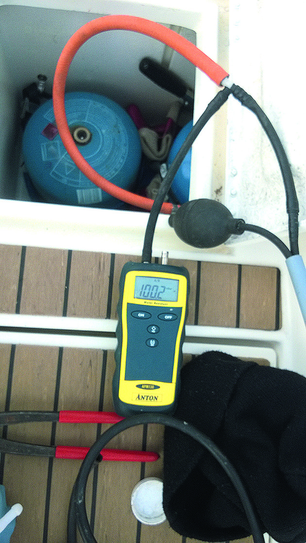 A marine gas system being tested on a boat