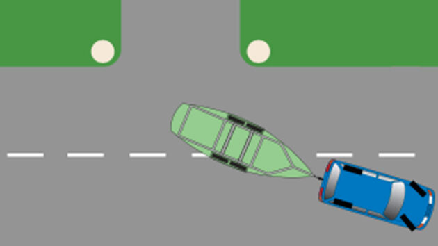 A diagram showing how to reverse a car and boat trailer