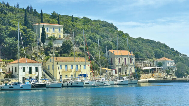 Houses along a greek harbour