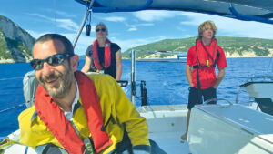 People on a yacht during a charter holiday in the Greece