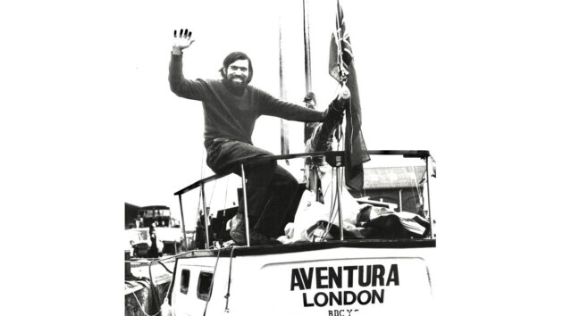 Jimmy Cornell aboard Aventura I in 1977