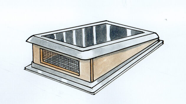 A sketch of a DIY vent for a boat to keep damp at bay