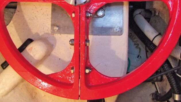 Shims on a steering quadrant for a boat