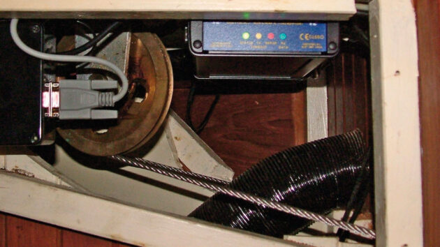 Steering cables on a boat steering system