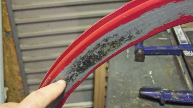 Chafing on a steering quadrant which has caused boat steering problems