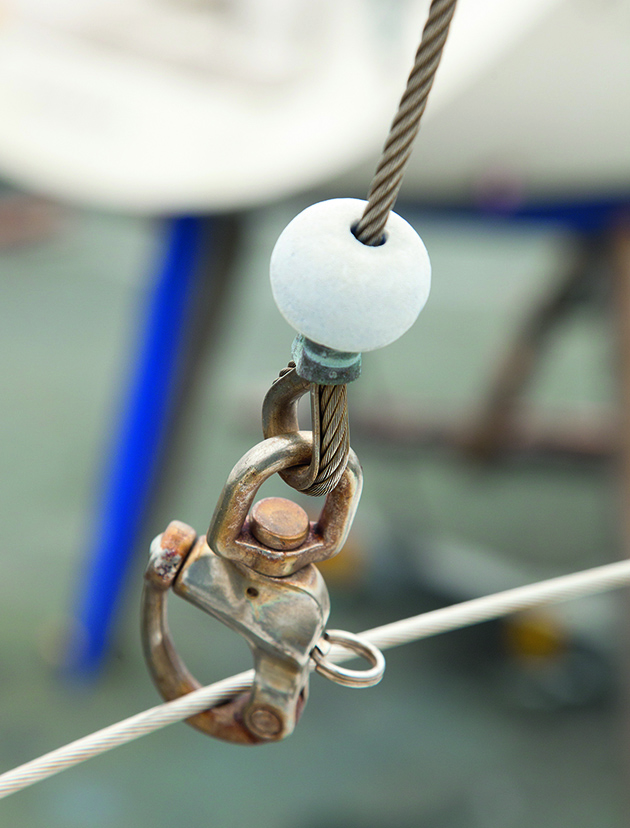 A genoa halyard on a boat
