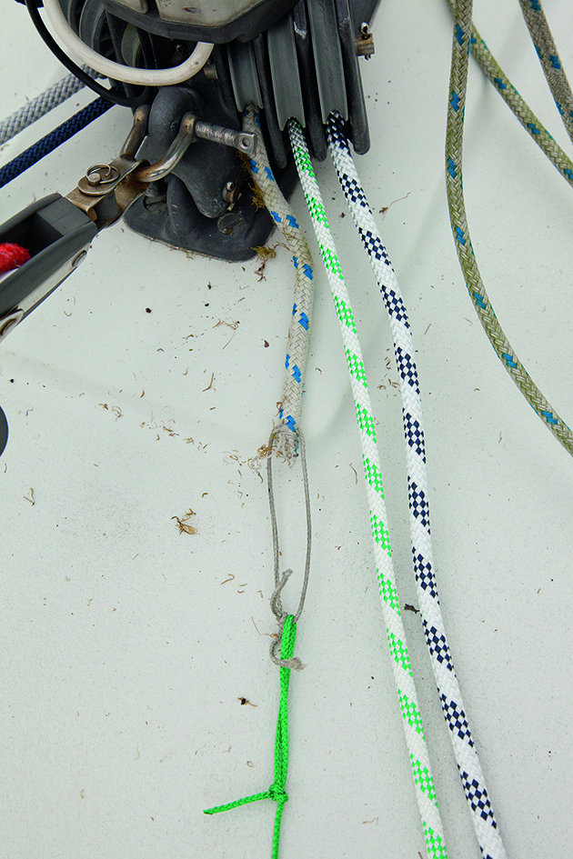 A mousing line on a boat