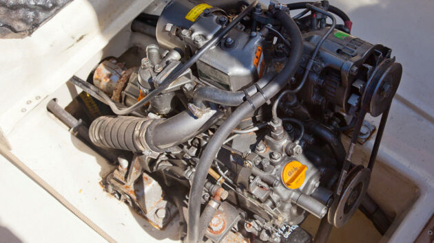 A Yanmar diesel engine on a boat