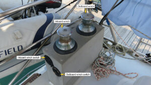 Electric winch on a boat