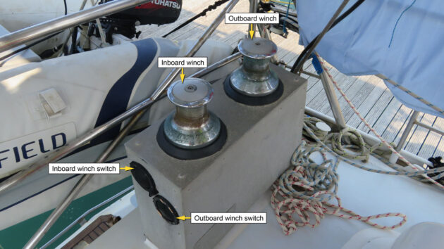 Electric winch on a boat