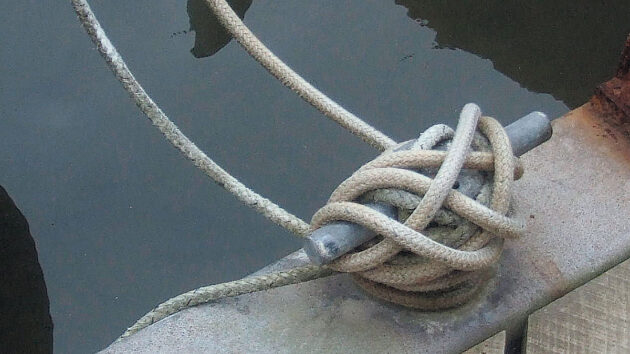 A cleat on a yacht