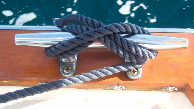 A cleat on a boat 