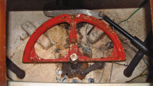 Part of a steering quadrant on a boat