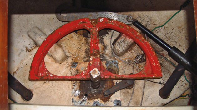 Part of a steering quadrant on a boat