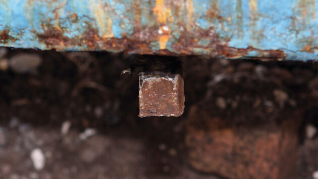 A keel bolt on a boat