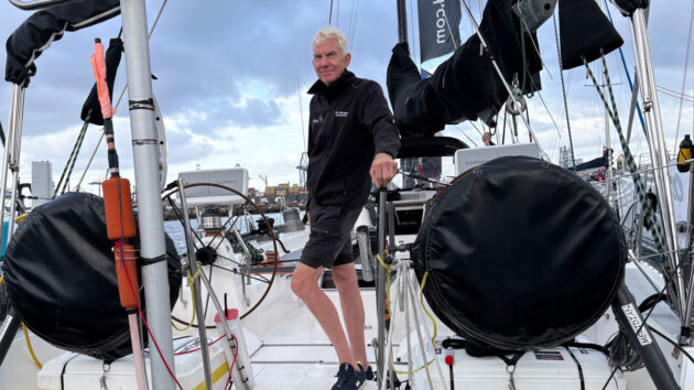 Skipper Mats Eriksson aboard Celeste of Solent, a British-flagged Farr 65R