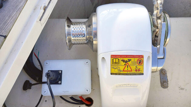 a windlass on a yacht set up for an ocean crossing