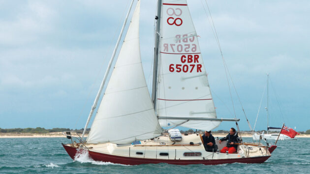 A boat with slab reefing