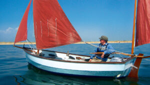 A boat sailing along leaving no wake
