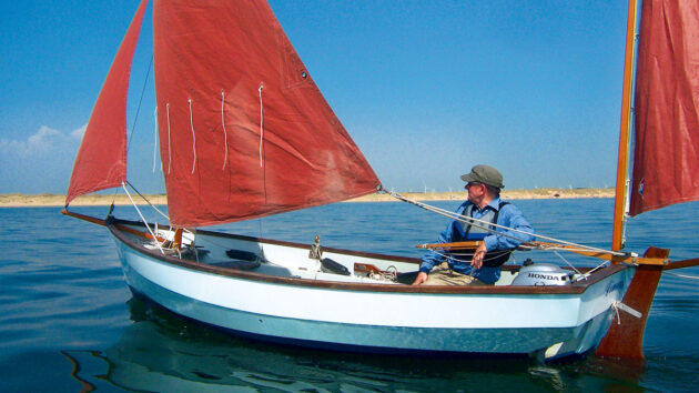 A boat sailing along leaving no wake