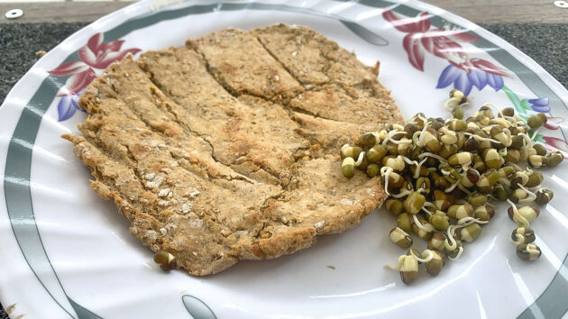 Beans and bread on a plate