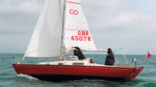 Two men sailing in a boat
