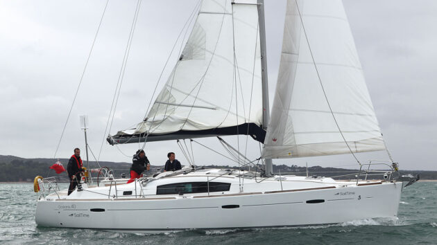 A yacht with slab reefing