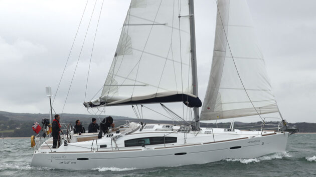 A yacht with slab reefing
