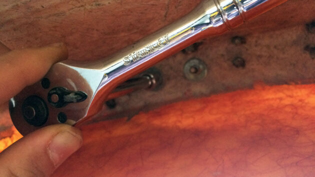 A long extension bar on a ratchet