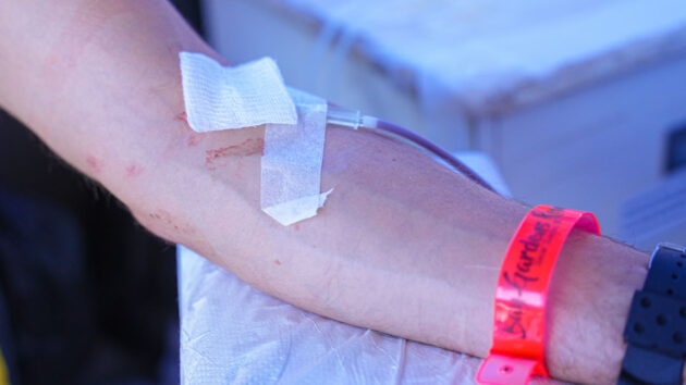 ARC 'yellow shirt' Paul Bishåop was among those to volunteer to give blood