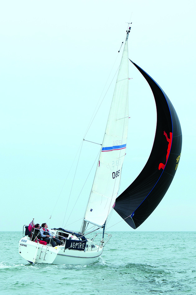 A yacht flying a spinnaker