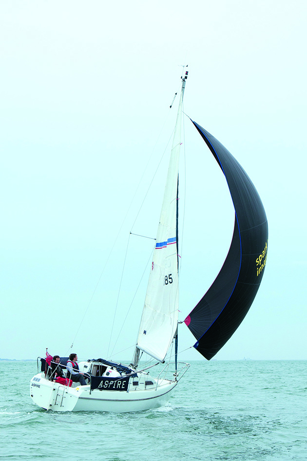 A yacht having been recovered from spinnaker broaching
