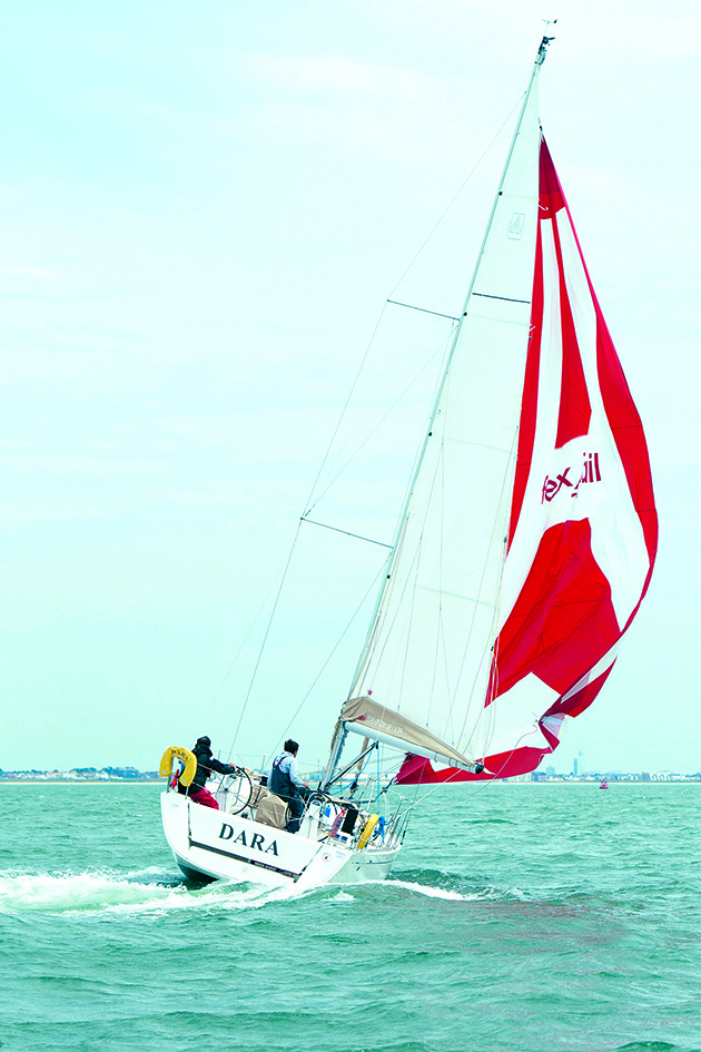 A boat about to broach on the water