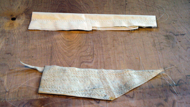 Sail cloth which has been stitched